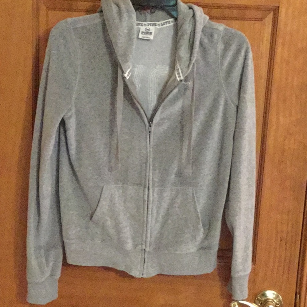 Gray velvet soft sweatshirt by pink